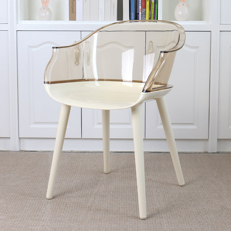 Glam Style Transparent Acrylic Arm Chair Multicolor Dining Arm Chair for Home Brown 1 Piece Clearhalo ' kitchen&dining_furn' 'Dining Chairs' 'Dining Tables & Seating' 'dining_chair' 'Furniture' 'furniture_dining_chair' 'Kitchen & Dining Furniture' 'kitchen' 3836102
