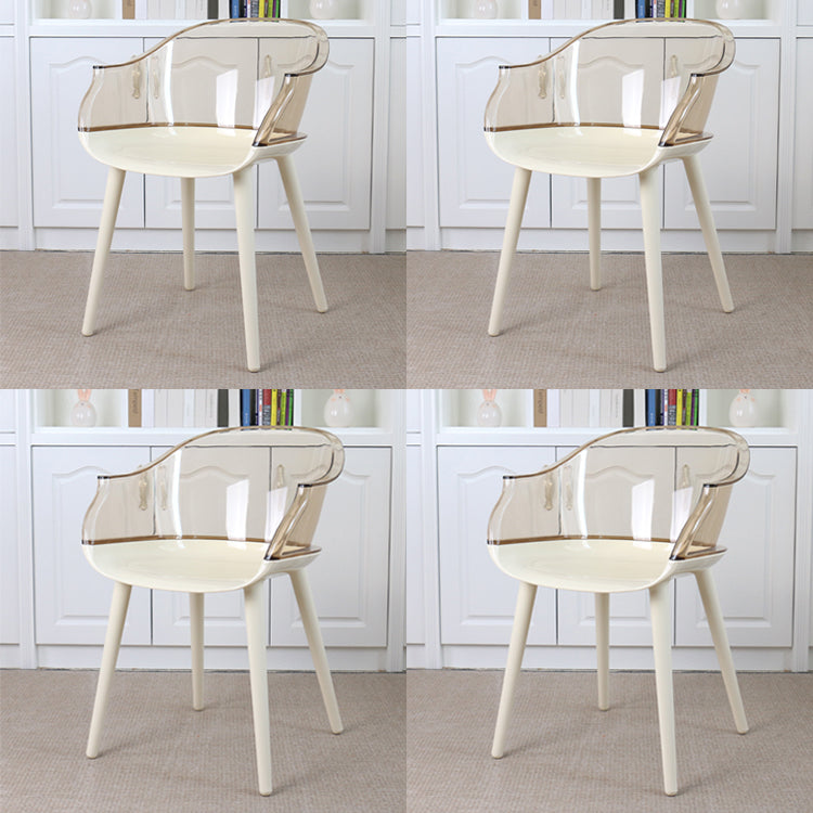 Glam Style Transparent Acrylic Arm Chair Multicolor Dining Arm Chair for Home Brown Set of 4 Clearhalo ' kitchen&dining_furn' 'Dining Chairs' 'Dining Tables & Seating' 'dining_chair' 'Furniture' 'furniture_dining_chair' 'Kitchen & Dining Furniture' 'kitchen' 3836104
