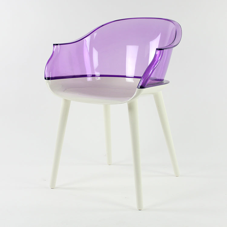 Glam Style Transparent Acrylic Arm Chair Multicolor Dining Arm Chair for Home Purple 1 Piece Clearhalo ' kitchen&dining_furn' 'Dining Chairs' 'Dining Tables & Seating' 'dining_chair' 'Furniture' 'furniture_dining_chair' 'Kitchen & Dining Furniture' 'kitchen' 3836105