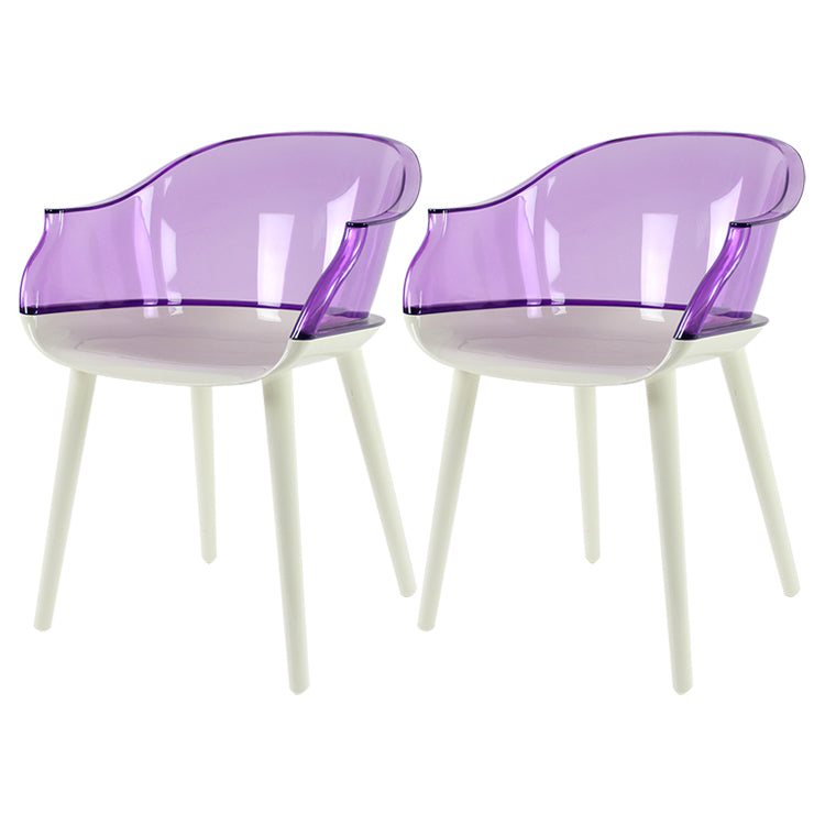 Glam Style Transparent Acrylic Arm Chair Multicolor Dining Arm Chair for Home Purple Set of 2 Clearhalo ' kitchen&dining_furn' 'Dining Chairs' 'Dining Tables & Seating' 'dining_chair' 'Furniture' 'furniture_dining_chair' 'Kitchen & Dining Furniture' 'kitchen' 3836106