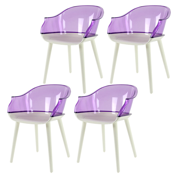 Glam Style Transparent Acrylic Arm Chair Multicolor Dining Arm Chair for Home Purple Set of 4 Clearhalo ' kitchen&dining_furn' 'Dining Chairs' 'Dining Tables & Seating' 'dining_chair' 'Furniture' 'furniture_dining_chair' 'Kitchen & Dining Furniture' 'kitchen' 3836107