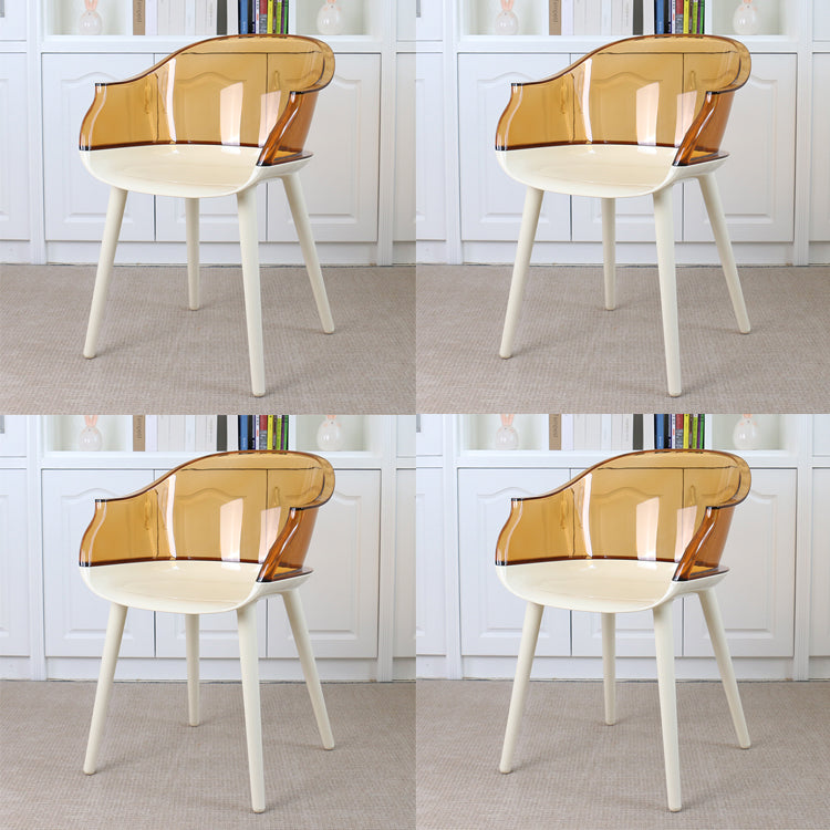 Glam Style Transparent Acrylic Arm Chair Multicolor Dining Arm Chair for Home Tan Set of 4 Clearhalo ' kitchen&dining_furn' 'Dining Chairs' 'Dining Tables & Seating' 'dining_chair' 'Furniture' 'furniture_dining_chair' 'Kitchen & Dining Furniture' 'kitchen' 3836110