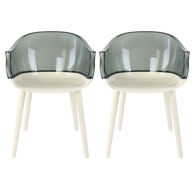 Glam Style Transparent Acrylic Arm Chair Multicolor Dining Arm Chair for Home Grey Set of 2 Clearhalo ' kitchen&dining_furn' 'Dining Chairs' 'Dining Tables & Seating' 'dining_chair' 'Furniture' 'furniture_dining_chair' 'Kitchen & Dining Furniture' 'kitchen' 3836112