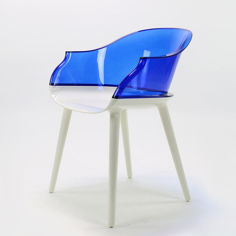 Glam Style Transparent Acrylic Arm Chair Multicolor Dining Arm Chair for Home Blue 1 Piece Clearhalo ' kitchen&dining_furn' 'Dining Chairs' 'Dining Tables & Seating' 'dining_chair' 'Furniture' 'furniture_dining_chair' 'Kitchen & Dining Furniture' 'kitchen' 3836114