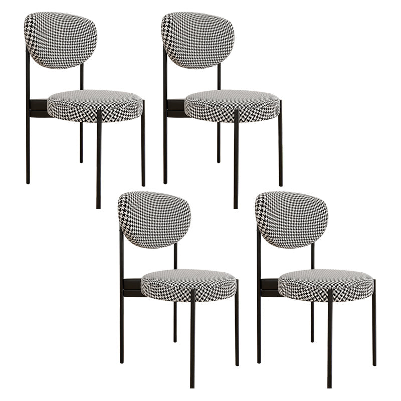 Glam Style Metal Side Chair Matte Finish Open Back Dining Chair for Home Use Black-White 4 Piece Set Black Clearhalo ' kitchen&dining_furn' 'Dining Chairs' 'Dining Tables & Seating' 'dining_chair' 'furn' 'furn_dining_chair' 'Furniture' 'furniture_dining_chair' 'Kitchen & Dining Furniture' 'kitchen' 3836122