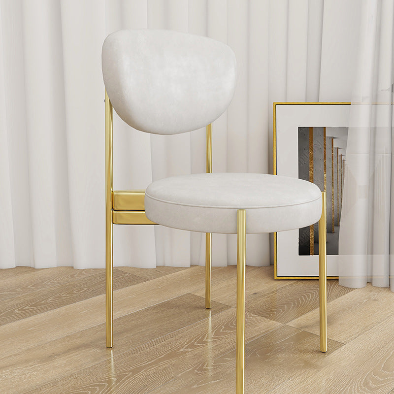 Glam Style Metal Side Chair Matte Finish Open Back Dining Chair for Home Use White 1 Piece Brass Gold Clearhalo ' kitchen&dining_furn' 'Dining Chairs' 'Dining Tables & Seating' 'dining_chair' 'furn' 'furn_dining_chair' 'Furniture' 'furniture_dining_chair' 'Kitchen & Dining Furniture' 'kitchen' 3836124