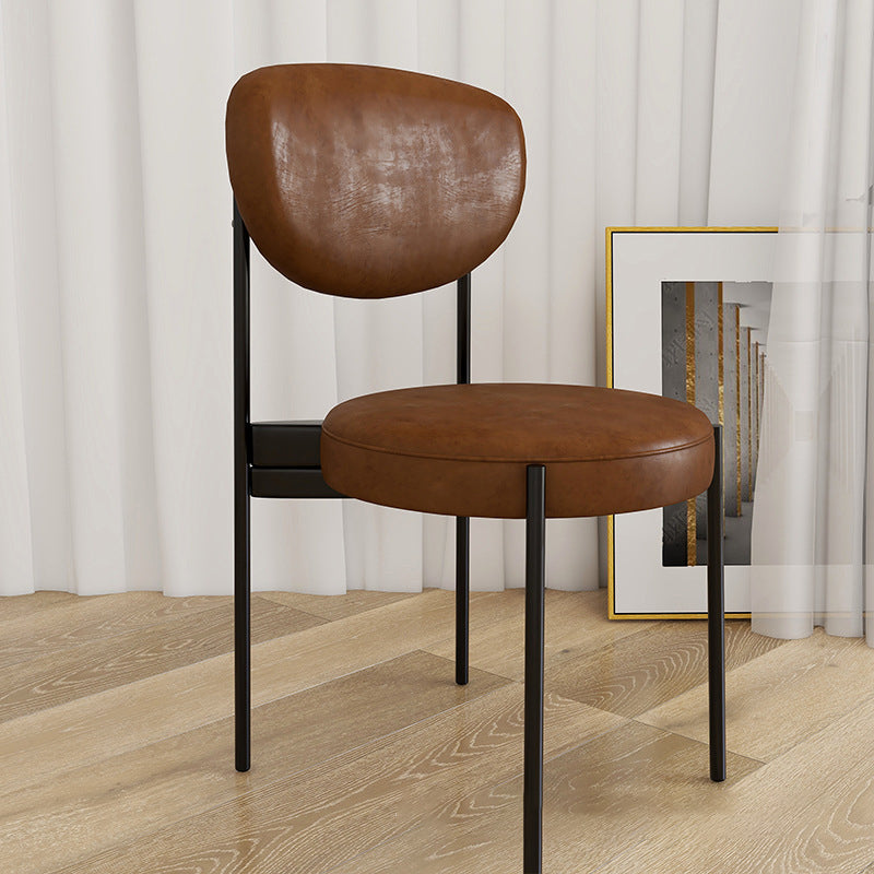 Glam Style Metal Side Chair Matte Finish Open Back Dining Chair for Home Use Brown 1 Piece Black Clearhalo ' kitchen&dining_furn' 'Dining Chairs' 'Dining Tables & Seating' 'dining_chair' 'furn' 'furn_dining_chair' 'Furniture' 'furniture_dining_chair' 'Kitchen & Dining Furniture' 'kitchen' 3836129