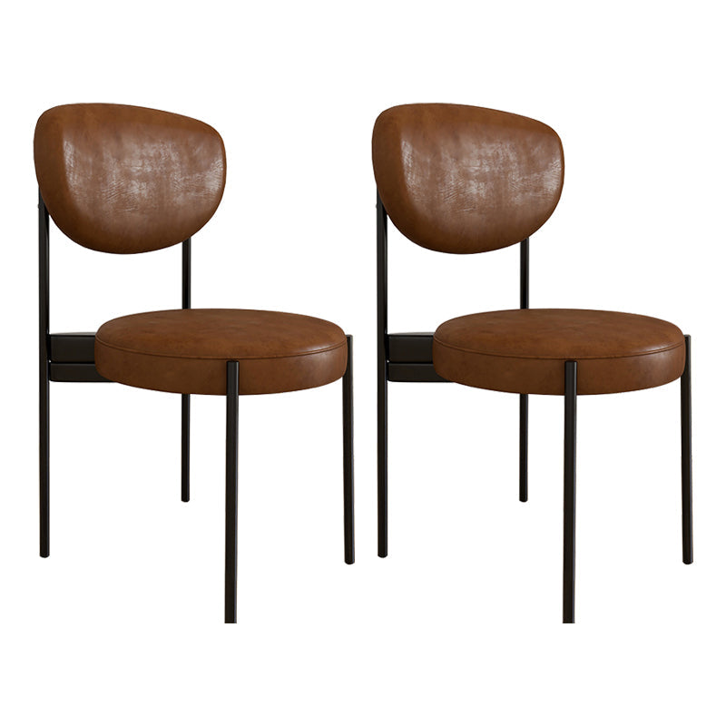 Glam Style Metal Side Chair Matte Finish Open Back Dining Chair for Home Use Brown 2 Piece Set Black Clearhalo ' kitchen&dining_furn' 'Dining Chairs' 'Dining Tables & Seating' 'dining_chair' 'furn' 'furn_dining_chair' 'Furniture' 'furniture_dining_chair' 'Kitchen & Dining Furniture' 'kitchen' 3836132