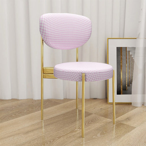 Glam Style Metal Side Chair Matte Finish Open Back Dining Chair for Home Use Pink 1 Piece Brass Gold Clearhalo ' kitchen&dining_furn' 'Dining Chairs' 'Dining Tables & Seating' 'dining_chair' 'furn' 'furn_dining_chair' 'Furniture' 'furniture_dining_chair' 'Kitchen & Dining Furniture' 'kitchen' 3836135