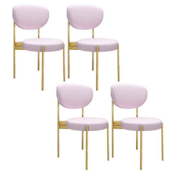 Glam Style Metal Side Chair Matte Finish Open Back Dining Chair for Home Use Pink 4 Piece Set Brass Gold Clearhalo ' kitchen&dining_furn' 'Dining Chairs' 'Dining Tables & Seating' 'dining_chair' 'furn' 'furn_dining_chair' 'Furniture' 'furniture_dining_chair' 'Kitchen & Dining Furniture' 'kitchen' 3836138