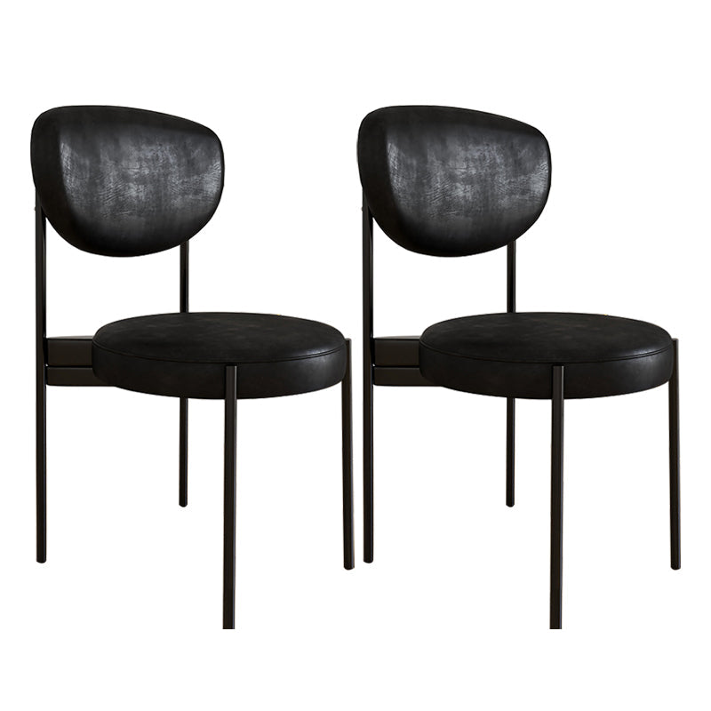 Glam Style Metal Side Chair Matte Finish Open Back Dining Chair for Home Use Black 2 Piece Set Black Clearhalo ' kitchen&dining_furn' 'Dining Chairs' 'Dining Tables & Seating' 'dining_chair' 'furn' 'furn_dining_chair' 'Furniture' 'furniture_dining_chair' 'Kitchen & Dining Furniture' 'kitchen' 3836143