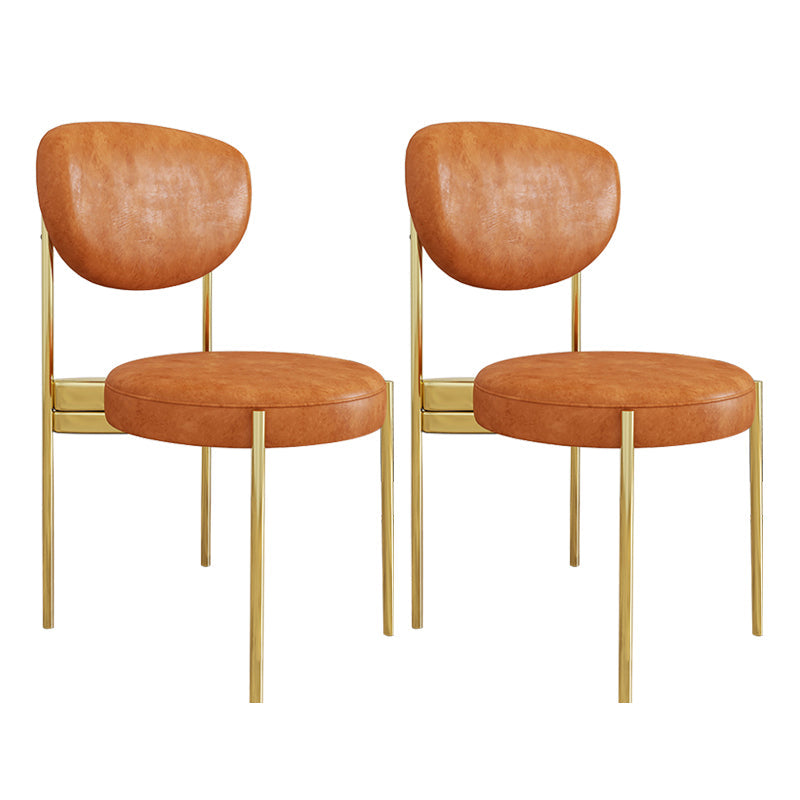 Glam Style Metal Side Chair Matte Finish Open Back Dining Chair for Home Use Orange 2 Piece Set Brass Gold Clearhalo ' kitchen&dining_furn' 'Dining Chairs' 'Dining Tables & Seating' 'dining_chair' 'furn' 'furn_dining_chair' 'Furniture' 'furniture_dining_chair' 'Kitchen & Dining Furniture' 'kitchen' 3836164