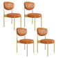 Glam Style Metal Side Chair Matte Finish Open Back Dining Chair for Home Use Orange 4 Piece Set Brass Gold Clearhalo ' kitchen&dining_furn' 'Dining Chairs' 'Dining Tables & Seating' 'dining_chair' 'furn' 'furn_dining_chair' 'Furniture' 'furniture_dining_chair' 'Kitchen & Dining Furniture' 'kitchen' 3836165