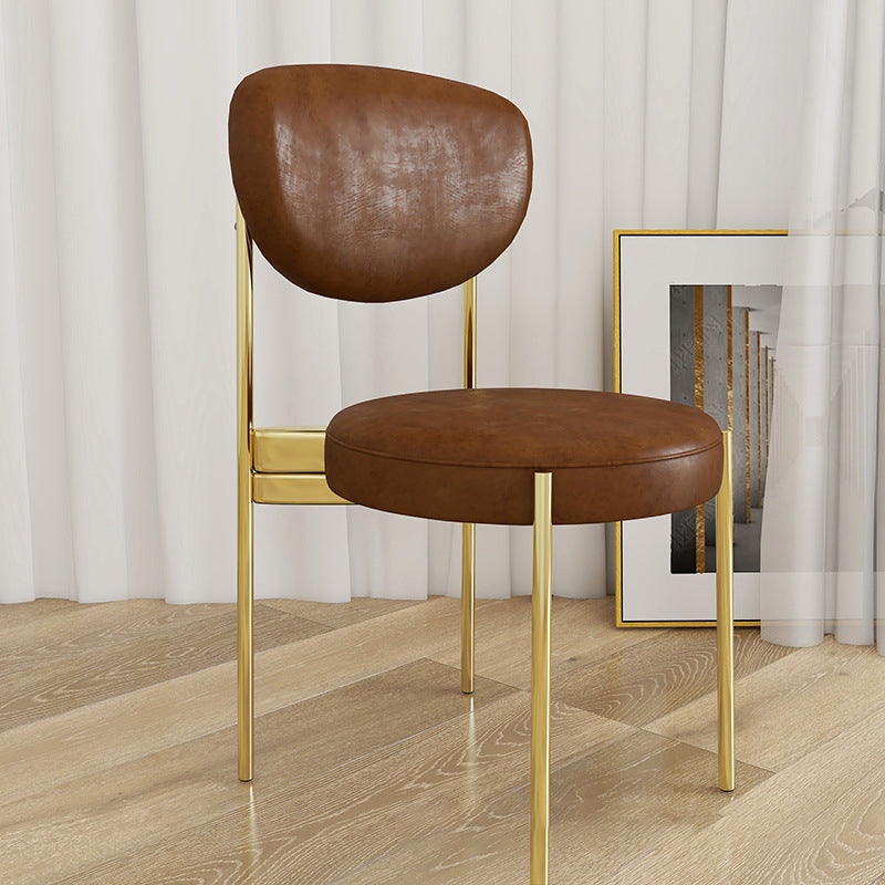 Glam Style Metal Side Chair Matte Finish Open Back Dining Chair for Home Use Brown 1 Piece Brass Gold Clearhalo ' kitchen&dining_furn' 'Dining Chairs' 'Dining Tables & Seating' 'dining_chair' 'furn' 'furn_dining_chair' 'Furniture' 'furniture_dining_chair' 'Kitchen & Dining Furniture' 'kitchen' 3836175