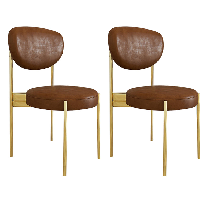 Glam Style Metal Side Chair Matte Finish Open Back Dining Chair for Home Use Brown 2 Piece Set Brass Gold Clearhalo ' kitchen&dining_furn' 'Dining Chairs' 'Dining Tables & Seating' 'dining_chair' 'furn' 'furn_dining_chair' 'Furniture' 'furniture_dining_chair' 'Kitchen & Dining Furniture' 'kitchen' 3836176