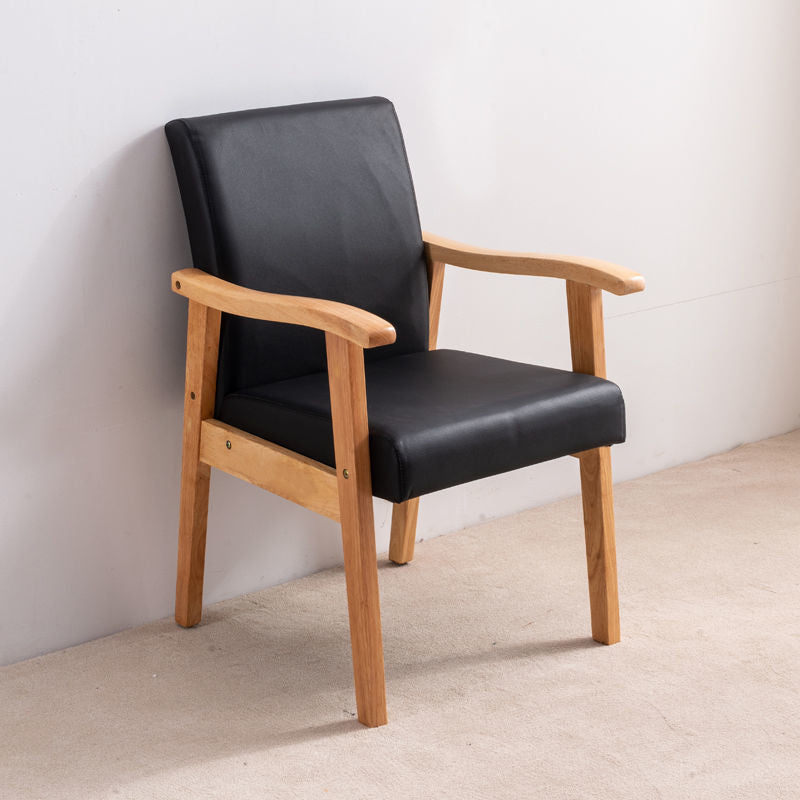 Contemporary Style Kitchen Square Dining Chair Parsons Dining Arm Chair Black 1 Piece Natural Wood Clearhalo ' kitchen&dining_furn' 'Dining Chairs' 'Dining Tables & Seating' 'dining_chair' 'furn' 'furn_dining_chair' 'Furniture' 'furniture_dining_chair' 'Kitchen & Dining Furniture' 'kitchen' 3836179