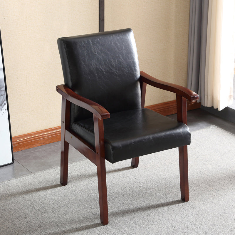 Contemporary Style Kitchen Square Dining Chair Parsons Dining Arm Chair Black 1 Piece Walnut Clearhalo ' kitchen&dining_furn' 'Dining Chairs' 'Dining Tables & Seating' 'dining_chair' 'furn' 'furn_dining_chair' 'Furniture' 'furniture_dining_chair' 'Kitchen & Dining Furniture' 'kitchen' 3836180