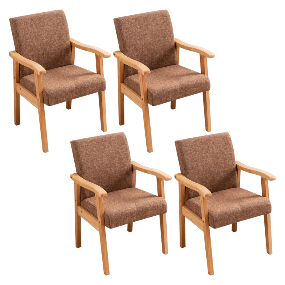 Contemporary Style Kitchen Square Dining Chair Parsons Dining Arm Chair Coffee 4 Piece Set Natural Wood Clearhalo ' kitchen&dining_furn' 'Dining Chairs' 'Dining Tables & Seating' 'dining_chair' 'furn' 'furn_dining_chair' 'Furniture' 'furniture_dining_chair' 'Kitchen & Dining Furniture' 'kitchen' 3836209