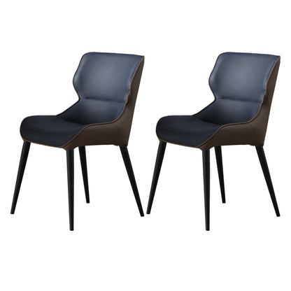 Scandinavian Style Faux Leather Dining Chair Solid Back Chair with 4 Black Finish Legs Blue 2 Piece Set Clearhalo ' kitchen&dining_furn' 'Dining Chairs' 'Dining Tables & Seating' 'dining_chair' 'furn' 'furn_dining_chair' 'Furniture' 'furniture_dining_chair' 'Kitchen & Dining Furniture' 'kitchen' 3836215