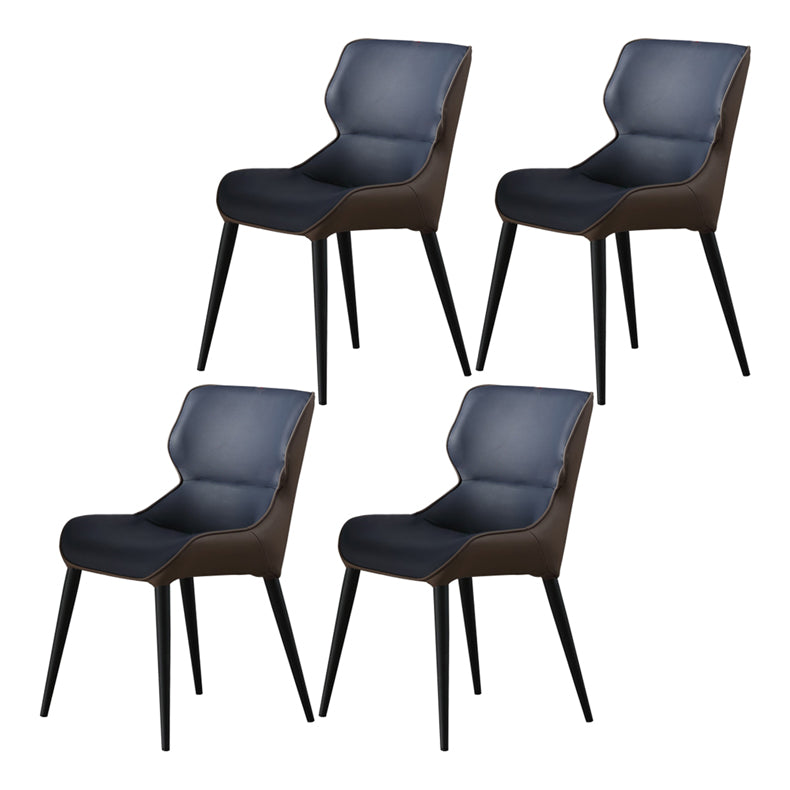Scandinavian Style Faux Leather Dining Chair Solid Back Chair with 4 Black Finish Legs Blue 4 Piece Set Clearhalo ' kitchen&dining_furn' 'Dining Chairs' 'Dining Tables & Seating' 'dining_chair' 'furn' 'furn_dining_chair' 'Furniture' 'furniture_dining_chair' 'Kitchen & Dining Furniture' 'kitchen' 3836217