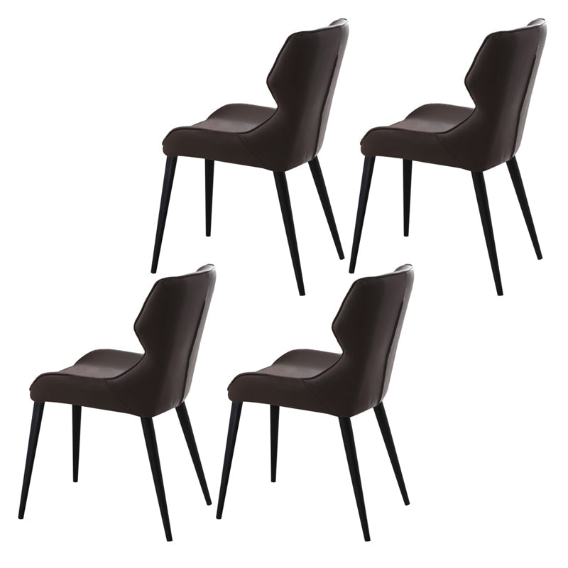 Scandinavian Style Faux Leather Dining Chair Solid Back Chair with 4 Black Finish Legs Coffee 4 Piece Set Clearhalo ' kitchen&dining_furn' 'Dining Chairs' 'Dining Tables & Seating' 'dining_chair' 'furn' 'furn_dining_chair' 'Furniture' 'furniture_dining_chair' 'Kitchen & Dining Furniture' 'kitchen' 3836222