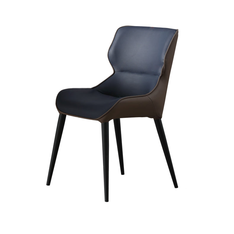 Scandinavian Style Faux Leather Dining Chair Solid Back Chair with 4 Black Finish Legs Clearhalo ' kitchen&dining_furn' 'Dining Chairs' 'Dining Tables & Seating' 'dining_chair' 'furn' 'furn_dining_chair' 'Furniture' 'furniture_dining_chair' 'Kitchen & Dining Furniture' 'kitchen' 3836223
