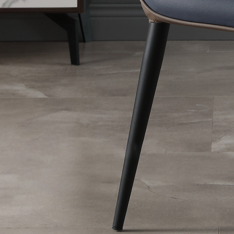 Scandinavian Style Faux Leather Dining Chair Solid Back Chair with 4 Black Finish Legs Clearhalo ' kitchen&dining_furn' 'Dining Chairs' 'Dining Tables & Seating' 'dining_chair' 'furn' 'furn_dining_chair' 'Furniture' 'furniture_dining_chair' 'Kitchen & Dining Furniture' 'kitchen' 3836228