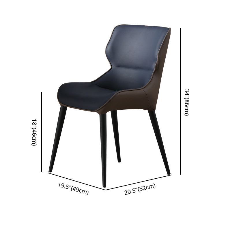 Scandinavian Style Faux Leather Dining Chair Solid Back Chair with 4 Black Finish Legs Clearhalo ' kitchen&dining_furn' 'Dining Chairs' 'Dining Tables & Seating' 'dining_chair' 'furn' 'furn_dining_chair' 'Furniture' 'furniture_dining_chair' 'Kitchen & Dining Furniture' 'kitchen' 3836229