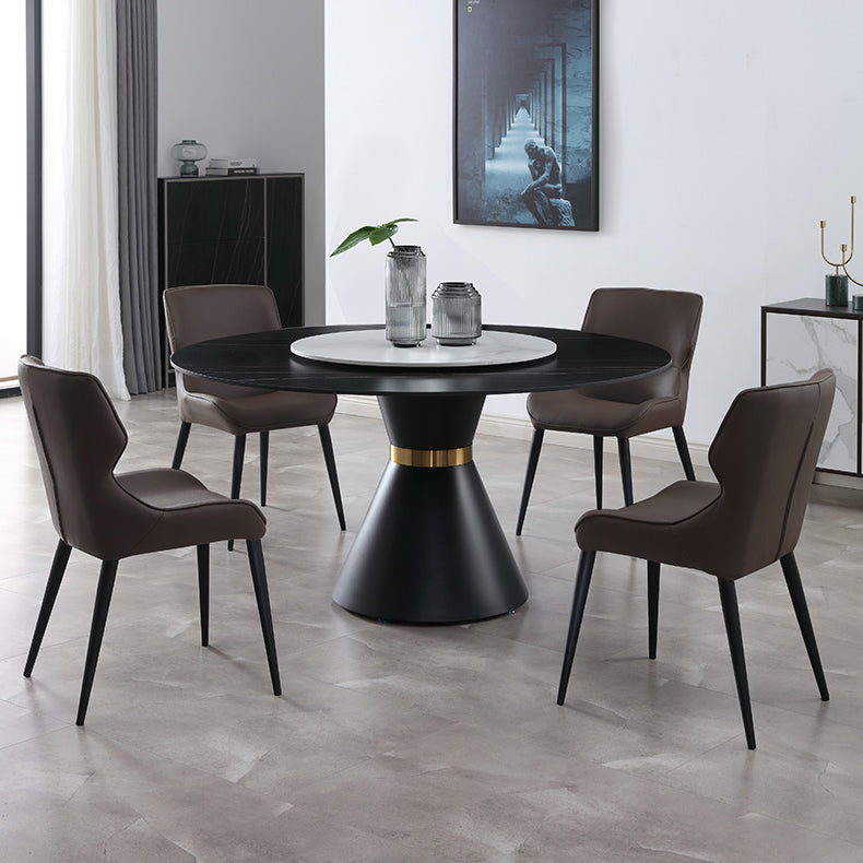 Scandinavian Style Faux Leather Dining Chair Solid Back Chair with 4 Black Finish Legs Clearhalo ' kitchen&dining_furn' 'Dining Chairs' 'Dining Tables & Seating' 'dining_chair' 'furn' 'furn_dining_chair' 'Furniture' 'furniture_dining_chair' 'Kitchen & Dining Furniture' 'kitchen' 3836230