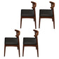 Contemporary Style Rubberwood Chair Set Open Back Side Kitchen Dining Room Chairs Black-Brown 4 Piece Set Clearhalo ' kitchen&dining_furn' 'Dining Chairs' 'Dining Tables & Seating' 'dining_chair' 'furn' 'furn_dining_chair' 'Furniture' 'furniture_dining_chair' 'Kitchen & Dining Furniture' 'kitchen' 3836236