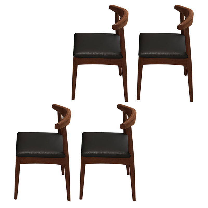 Contemporary Style Rubberwood Chair Set Open Back Side Kitchen Dining Room Chairs Black-Brown 4 Piece Set Clearhalo ' kitchen&dining_furn' 'Dining Chairs' 'Dining Tables & Seating' 'dining_chair' 'furn' 'furn_dining_chair' 'Furniture' 'furniture_dining_chair' 'Kitchen & Dining Furniture' 'kitchen' 3836236