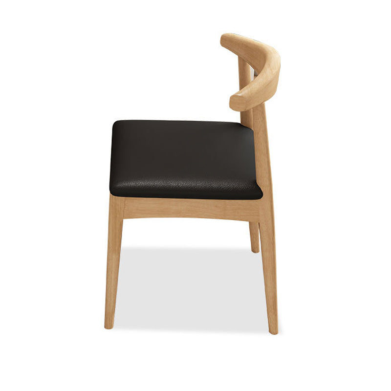 Contemporary Style Rubberwood Chair Set Open Back Side Kitchen Dining Room Chairs Khaki-Black 1 Piece Clearhalo ' kitchen&dining_furn' 'Dining Chairs' 'Dining Tables & Seating' 'dining_chair' 'furn' 'furn_dining_chair' 'Furniture' 'furniture_dining_chair' 'Kitchen & Dining Furniture' 'kitchen' 3836244