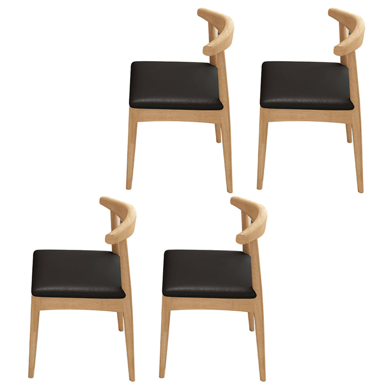 Contemporary Style Rubberwood Chair Set Open Back Side Kitchen Dining Room Chairs Khaki-Black 4 Piece Set Clearhalo ' kitchen&dining_furn' 'Dining Chairs' 'Dining Tables & Seating' 'dining_chair' 'furn' 'furn_dining_chair' 'Furniture' 'furniture_dining_chair' 'Kitchen & Dining Furniture' 'kitchen' 3836248