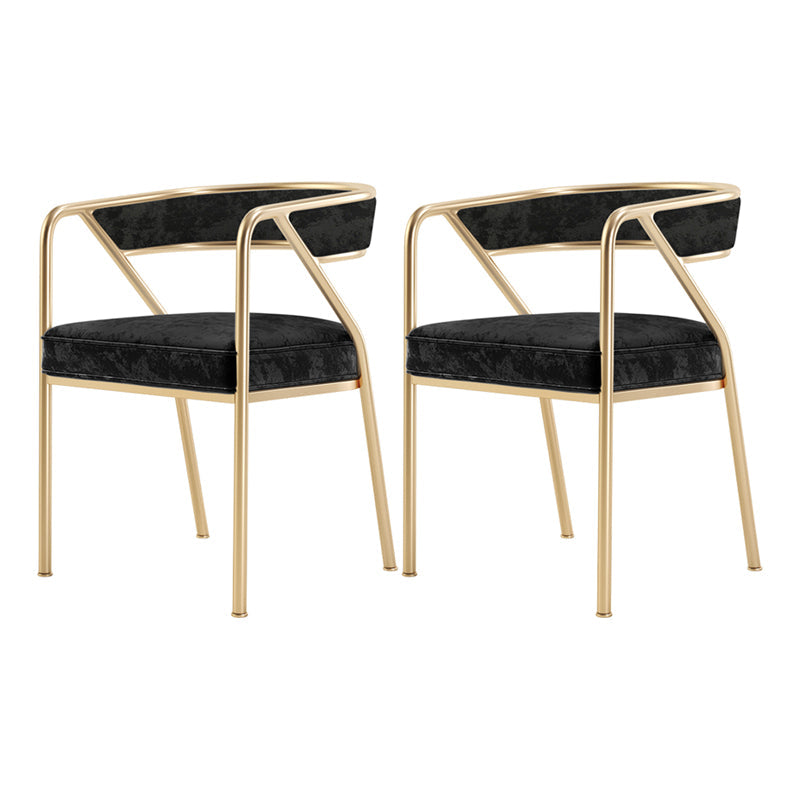 Modern Velvet Dining Chair 30''H Open Back Dining Side Chair with Metal Base for Restaurant Black 2 Piece Set Brass Gold Clearhalo ' kitchen&dining_furn' 'Dining Chairs' 'Dining Tables & Seating' 'dining_chair' 'furn' 'furn_dining_chair' 'Furniture' 'furniture_dining_chair' 'Kitchen & Dining Furniture' 'kitchen' 3836254