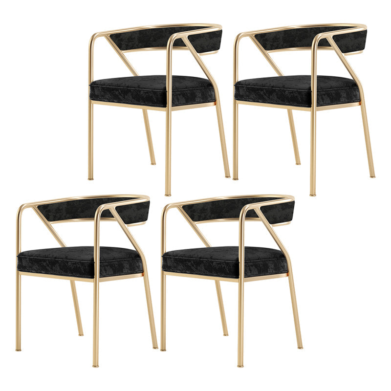 Modern Velvet Dining Chair 30''H Open Back Dining Side Chair with Metal Base for Restaurant Black 4 Piece Set Brass Gold Clearhalo ' kitchen&dining_furn' 'Dining Chairs' 'Dining Tables & Seating' 'dining_chair' 'furn' 'furn_dining_chair' 'Furniture' 'furniture_dining_chair' 'Kitchen & Dining Furniture' 'kitchen' 3836256