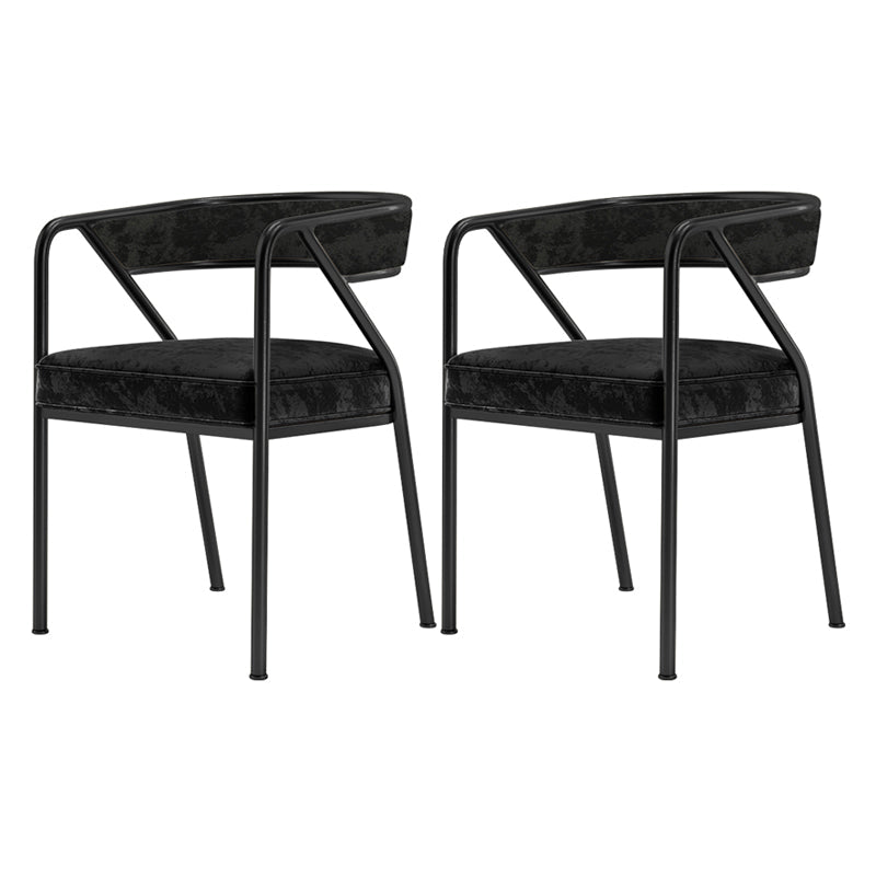Modern Velvet Dining Chair 30''H Open Back Dining Side Chair with Metal Base for Restaurant Black 2 Piece Set Black Clearhalo ' kitchen&dining_furn' 'Dining Chairs' 'Dining Tables & Seating' 'dining_chair' 'furn' 'furn_dining_chair' 'Furniture' 'furniture_dining_chair' 'Kitchen & Dining Furniture' 'kitchen' 3836260