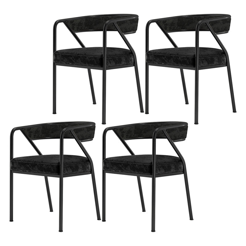 Modern Velvet Dining Chair 30''H Open Back Dining Side Chair with Metal Base for Restaurant Black 4 Piece Set Black Clearhalo ' kitchen&dining_furn' 'Dining Chairs' 'Dining Tables & Seating' 'dining_chair' 'furn' 'furn_dining_chair' 'Furniture' 'furniture_dining_chair' 'Kitchen & Dining Furniture' 'kitchen' 3836262