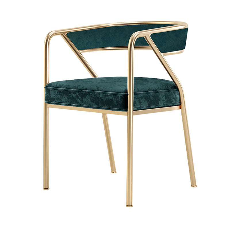 Modern Velvet Dining Chair 30''H Open Back Dining Side Chair with Metal Base for Restaurant Green 1 Piece Brass Gold Clearhalo ' kitchen&dining_furn' 'Dining Chairs' 'Dining Tables & Seating' 'dining_chair' 'furn' 'furn_dining_chair' 'Furniture' 'furniture_dining_chair' 'Kitchen & Dining Furniture' 'kitchen' 3836264