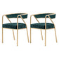 Modern Velvet Dining Chair 30''H Open Back Dining Side Chair with Metal Base for Restaurant Green 2 Piece Set Brass Gold Clearhalo ' kitchen&dining_furn' 'Dining Chairs' 'Dining Tables & Seating' 'dining_chair' 'furn' 'furn_dining_chair' 'Furniture' 'furniture_dining_chair' 'Kitchen & Dining Furniture' 'kitchen' 3836266