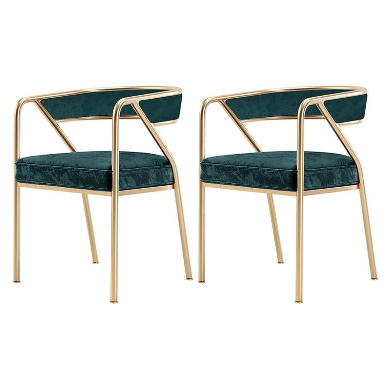 Modern Velvet Dining Chair 30''H Open Back Dining Side Chair with Metal Base for Restaurant Green 2 Piece Set Brass Gold Clearhalo ' kitchen&dining_furn' 'Dining Chairs' 'Dining Tables & Seating' 'dining_chair' 'furn' 'furn_dining_chair' 'Furniture' 'furniture_dining_chair' 'Kitchen & Dining Furniture' 'kitchen' 3836266