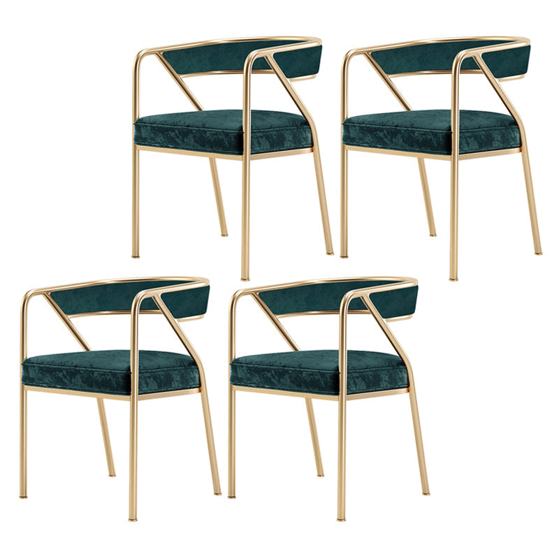 Modern Velvet Dining Chair 30''H Open Back Dining Side Chair with Metal Base for Restaurant Green 4 Piece Set Brass Gold Clearhalo ' kitchen&dining_furn' 'Dining Chairs' 'Dining Tables & Seating' 'dining_chair' 'furn' 'furn_dining_chair' 'Furniture' 'furniture_dining_chair' 'Kitchen & Dining Furniture' 'kitchen' 3836269