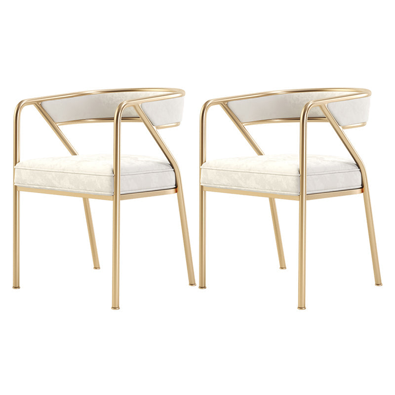 Modern Velvet Dining Chair 30''H Open Back Dining Side Chair with Metal Base for Restaurant Off-White 2 Piece Set Brass Gold Clearhalo ' kitchen&dining_furn' 'Dining Chairs' 'Dining Tables & Seating' 'dining_chair' 'furn' 'furn_dining_chair' 'Furniture' 'furniture_dining_chair' 'Kitchen & Dining Furniture' 'kitchen' 3836271