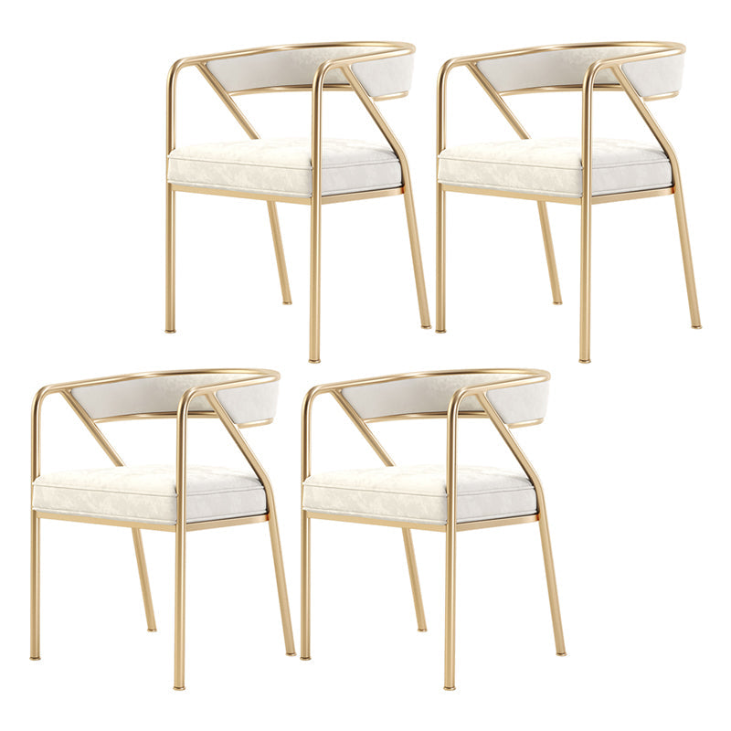 Modern Velvet Dining Chair 30''H Open Back Dining Side Chair with Metal Base for Restaurant Off-White 4 Piece Set Brass Gold Clearhalo ' kitchen&dining_furn' 'Dining Chairs' 'Dining Tables & Seating' 'dining_chair' 'furn' 'furn_dining_chair' 'Furniture' 'furniture_dining_chair' 'Kitchen & Dining Furniture' 'kitchen' 3836272