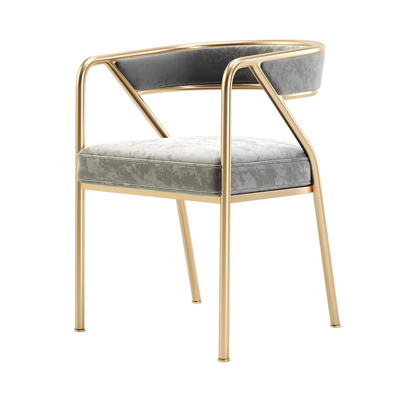 Modern Velvet Dining Chair 30''H Open Back Dining Side Chair with Metal Base for Restaurant Grey 1 Piece Brass Gold Clearhalo ' kitchen&dining_furn' 'Dining Chairs' 'Dining Tables & Seating' 'dining_chair' 'furn' 'furn_dining_chair' 'Furniture' 'furniture_dining_chair' 'Kitchen & Dining Furniture' 'kitchen' 3836273