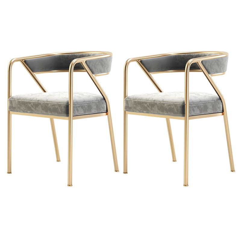 Modern Velvet Dining Chair 30''H Open Back Dining Side Chair with Metal Base for Restaurant Grey 2 Piece Set Brass Gold Clearhalo ' kitchen&dining_furn' 'Dining Chairs' 'Dining Tables & Seating' 'dining_chair' 'furn' 'furn_dining_chair' 'Furniture' 'furniture_dining_chair' 'Kitchen & Dining Furniture' 'kitchen' 3836274