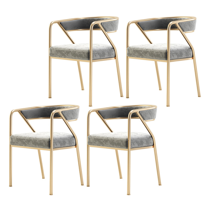 Modern Velvet Dining Chair 30''H Open Back Dining Side Chair with Metal Base for Restaurant Grey 4 Piece Set Brass Gold Clearhalo ' kitchen&dining_furn' 'Dining Chairs' 'Dining Tables & Seating' 'dining_chair' 'furn' 'furn_dining_chair' 'Furniture' 'furniture_dining_chair' 'Kitchen & Dining Furniture' 'kitchen' 3836275