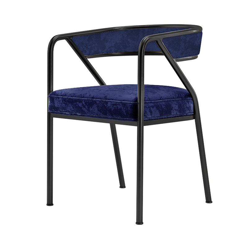 Modern Velvet Dining Chair 30''H Open Back Dining Side Chair with Metal Base for Restaurant Blue 1 Piece Black Clearhalo ' kitchen&dining_furn' 'Dining Chairs' 'Dining Tables & Seating' 'dining_chair' 'furn' 'furn_dining_chair' 'Furniture' 'furniture_dining_chair' 'Kitchen & Dining Furniture' 'kitchen' 3836276