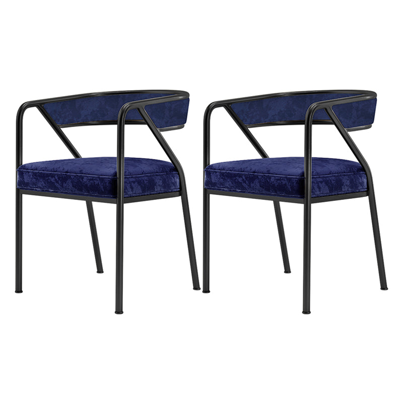 Modern Velvet Dining Chair 30''H Open Back Dining Side Chair with Metal Base for Restaurant Blue 2 Piece Set Black Clearhalo ' kitchen&dining_furn' 'Dining Chairs' 'Dining Tables & Seating' 'dining_chair' 'furn' 'furn_dining_chair' 'Furniture' 'furniture_dining_chair' 'Kitchen & Dining Furniture' 'kitchen' 3836277