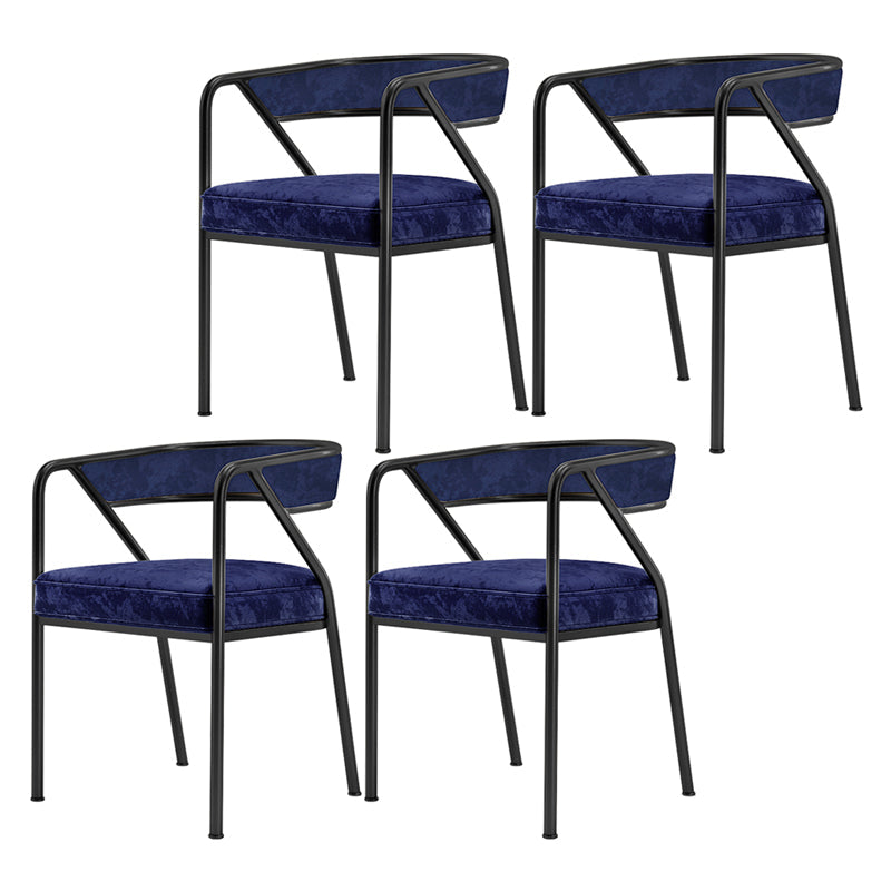 Modern Velvet Dining Chair 30''H Open Back Dining Side Chair with Metal Base for Restaurant Blue 4 Piece Set Black Clearhalo ' kitchen&dining_furn' 'Dining Chairs' 'Dining Tables & Seating' 'dining_chair' 'furn' 'furn_dining_chair' 'Furniture' 'furniture_dining_chair' 'Kitchen & Dining Furniture' 'kitchen' 3836278