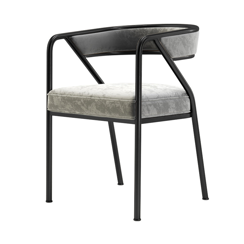 Modern Velvet Dining Chair 30''H Open Back Dining Side Chair with Metal Base for Restaurant Grey 1 Piece Black Clearhalo ' kitchen&dining_furn' 'Dining Chairs' 'Dining Tables & Seating' 'dining_chair' 'furn' 'furn_dining_chair' 'Furniture' 'furniture_dining_chair' 'Kitchen & Dining Furniture' 'kitchen' 3836279